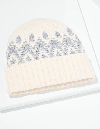 Talbots Sparkling Fair Isle Beanie - Ivory/Silver - 001 Talbots
