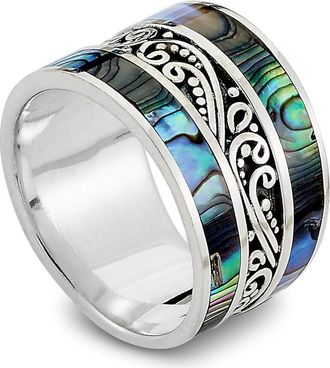 Samuel B. Abalone Bali Scroll Ring in Green And Blue at Nordstrom Rack, Size 10