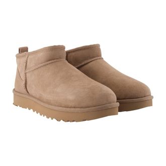 UGG Womens W Classic Ultra Mini Ankle Boots - Ugg Leather Brown Lambskin Shoes Ankle-Boots