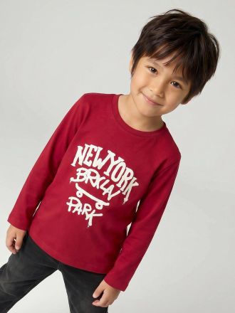 Vertbaudet Jungen Longsleeve mit Print rot