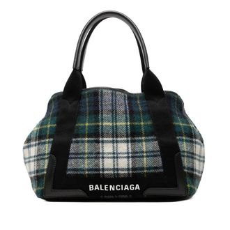 Balenciaga Pre-owned Balenciaga Plaid Wool Navy Cabas S Unisex J4IPD6S2YO8KH4KM