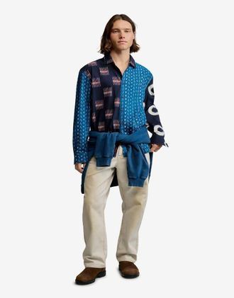 Desigual Camicia blu con toppe stampate
