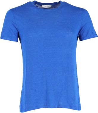 Sandro Sandro Paris T-shirt met ronde hals in blauw linnen