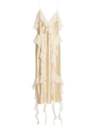 Khaite The Pim ruffe-trim silk midi dress - women - Silk - 4 - Yellow