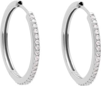 Astrid & Miyu Essential Crystal Large Sterling Silver Hoop Earrings - One Size