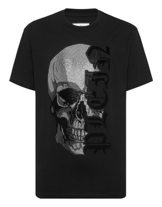 Philipp Plein Round Neck T-Shirt Gothic Plein Stones