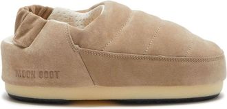 Moon Boot Beige Suede Slippers