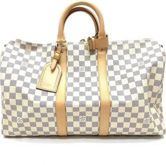 Louis Vuitton White Damier Azur Boston Bag (Pre-Owned)