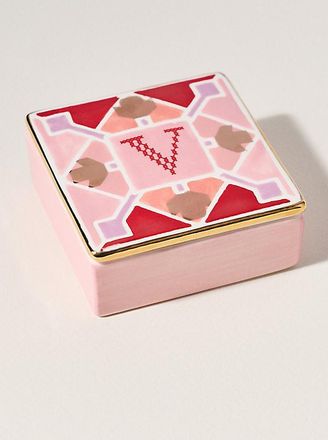 Anthropologie Quilted Monogram Trinket Box