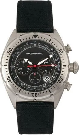 Morphic M53 Series Chronograph Fiber-Weaved Leather-Band Watch w/Date in Silver/black at Nordstrom