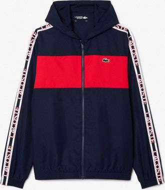 Lacoste Mens Block Logo Stripe Tennis Jacket in Navy - Size X-Large