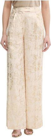 Silvian Heach Rakop Wijde Broek - Dames - Wijde Broeken - Beige - XS - Linnen - Broeken