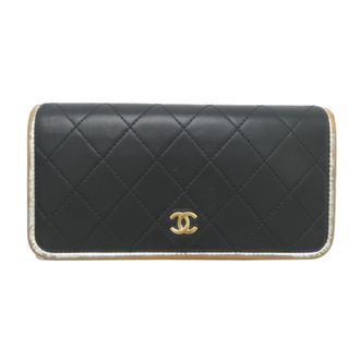 Chanel Black Leather Wallet (Bi-Fold) (Pre-Owned)