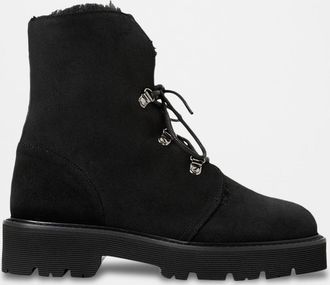 Aquatalia Eva Faux Shearling-Lined Suede Hiker Booties