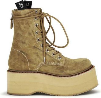 R13 Bicolor Suede Leather Lace-Up Womens Boots