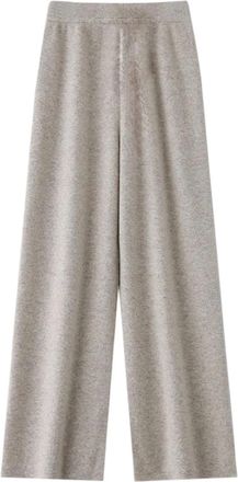 Generic Women 100% Merino Wool Knitted Basic Soft Warm Cashmere Knit Trousers Simple Wide Leg Pants Oatmeal S