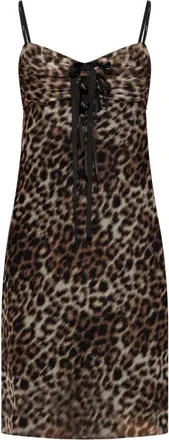 Marc Jacobs Leopard Slip Dress - Dames - Korte kleedjes - Bruin - XS - Polyester - Kleedjes