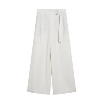 Brunello Cucinelli Brunello Cucinelli, Wide Trousers, female, Beige, Size: XS Linen Blend Trousers