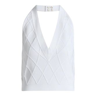 Balmain Top de punto acolchado con cuello halter - Tops - Mujer - Blanco - 2XS