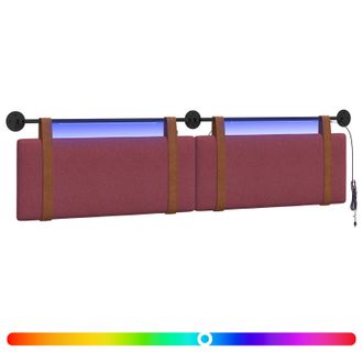vidaXL Cabecero Colgante Con Luz Led Rojo Vino Pu Antiguo Vidaxl