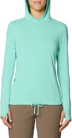 Mountain Hardwear Crater Lake Long Sleeve UPF 50+ Hooded T-Shirt in Icy Teal at Nordstrom, Size X-Large