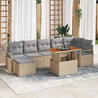 vidaXL Conjunto De Comedor De Jard&iacute;n Con Coj&iacute;n 8 Pcs Beige Y Gris Vidaxl