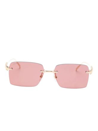 Cartier rectangle-frame sunglasses - unisex - Metal - 58 - Gold