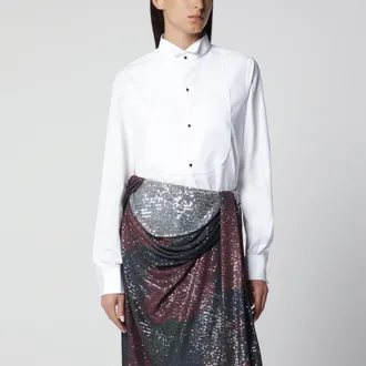 Maison Margiela Long-sleeve cotton poplin shirt in white