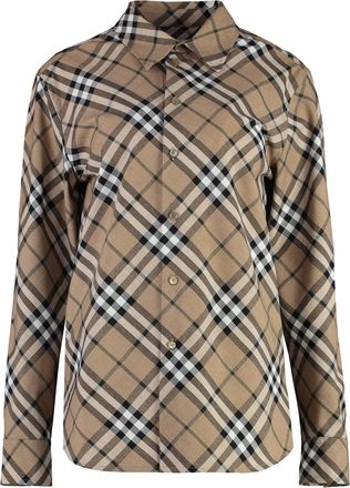 Burberry Womens Checked Cotton Shirt - Tan - Size EU 32 (Womens)