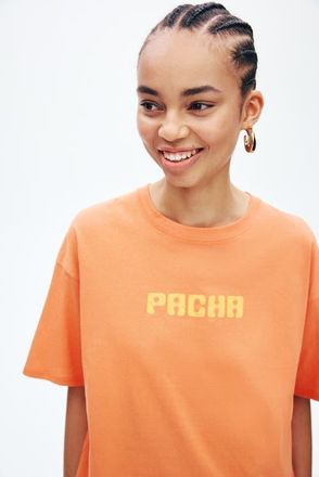H&M Oversized t-shirt with printed motif in Orange/pacha at Nordstrom, Size Xx-Large