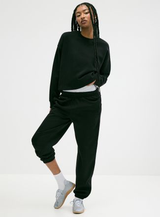 Twik Womens Solid cotton-fleece loose joggers