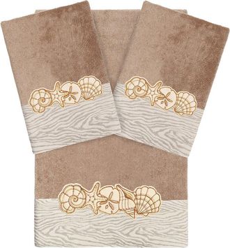 Linum Home Textiles 100% Turkish Cotton Shell Row 3Pc Embellished Towel Set