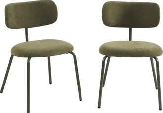 Pantone Lote de 2 sillas con tapizado y patas de metal en color verde oliva