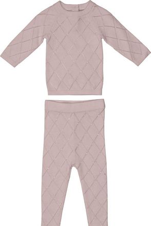 Maniere Diamond Pointelle Sweater & Pants Set in Pale Mauve at Nordstrom, Size 18M