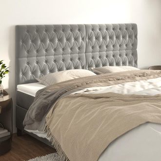 vidaXL Cabeceros 4 Unidades De Terciopelo Gris Claro 100x7x78/88 Cm Vidaxl