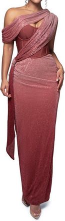 JLUXLABEL Celestina Metallic Drape Gown in Red at Nordstrom, Size Small