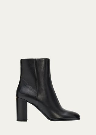 Prada 85mm Triangle Logo Leather Ankle Boots