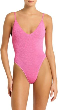 Bond-Eye Elena Open Back One-Piece Swimsuit in Candy Pink Recycled at Nordstrom