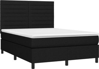 vidaXL Cama Box Spring Con Colch&oacute;n Tela Negro 140x200 Cm Vidaxl