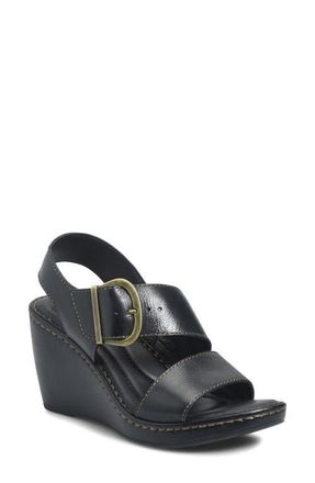 B&oslash;rn Sapphire Platform Slingback Sandal in Black Leather at Nordstrom, Size 10