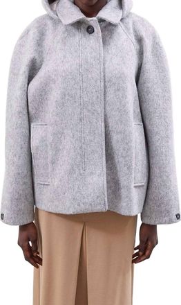 Meimeij Wool Coat W/ Detachable Hood In Heather Grey