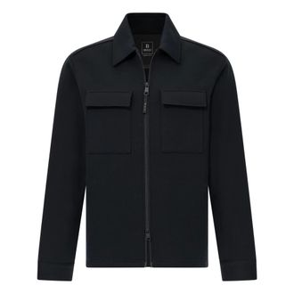 Boggi Milano Jassen, Heren, Zwart, S, Wol, B Tech Nexus Overhemdjasje In Technische Stof