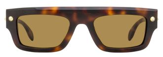 Alexander McQueen AM0427S Flat-Top Rectangular Sunglasses - Havana