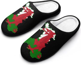 Generic Flag Map of Wales Mens Slippers Memory Foam Winter Warm Sandals Slip On House Shoes Size 7-14