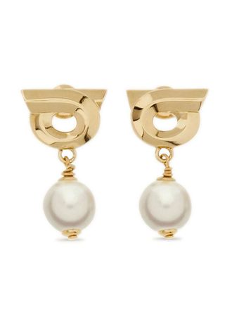 Ferragamo Rich Gold Gancini Drop Earrings