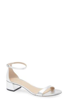 Stuart Weitzman Nudist Block Heel Sandal in Silver at Nordstrom Rack, Size 6