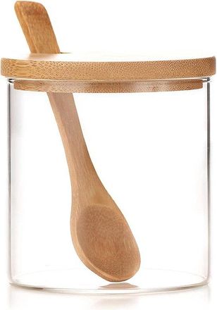 OEM 1 X Tarro Para Hierbas, Especiero, Tarro De Cristal Con Tapa De Bamb&uacute;, Bonita Ventosa, Salero Con Cuchara De Madera