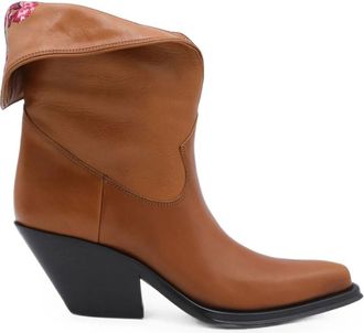 Chlo&eacute; Brown Embroidered Azelan Boots