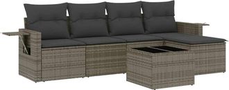 vidaXL Vidaxl - Set De Muebles De Jard&iacute;n 6 Pzas Y Cojines Rat&aacute;n Sint&eacute;tico Gris