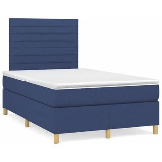 vidaXL Cama Box Spring Con Colch&oacute;n Tela Azul 120x190 Cm Vidaxl